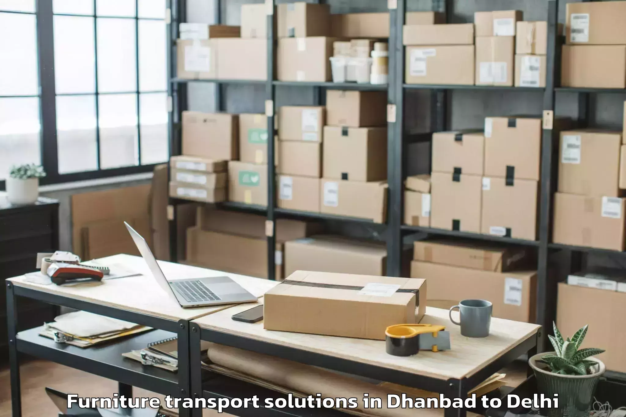 Professional Dhanbad to Iit Delhi Furniture Transport Solutions